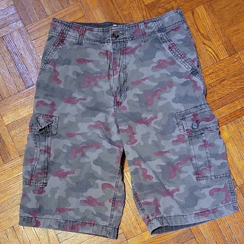 Urban Pipeline Kids Camo Cargo Cotton Shorts Size 14